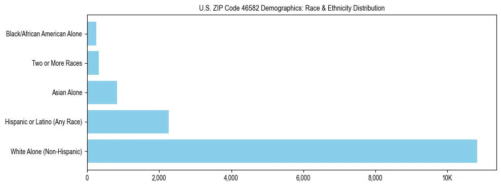 Race and Ethnicity Distribution Chart for US ZIP Code 46582