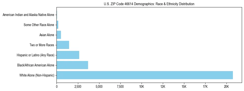 Race and Ethnicity Distribution Chart for US ZIP Code 46614