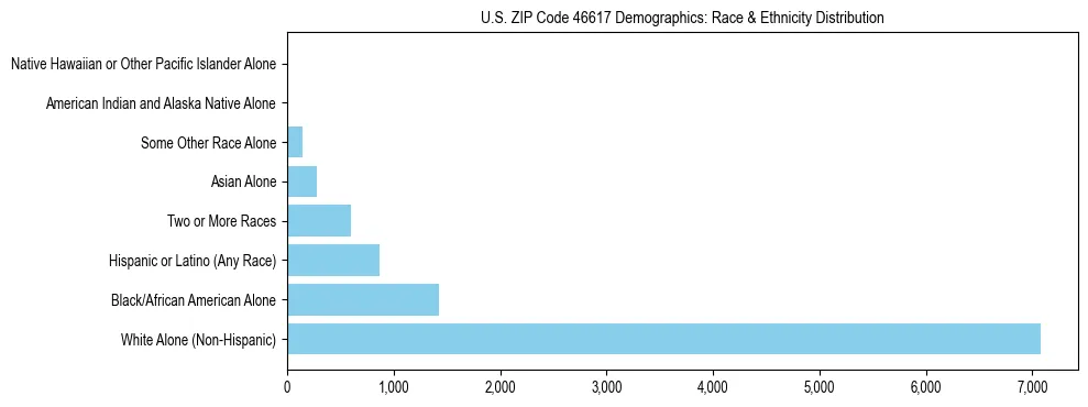 Race and Ethnicity Distribution Chart for US ZIP Code 46617