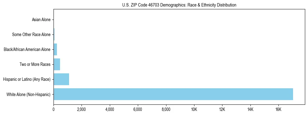 Race and Ethnicity Distribution Chart for US ZIP Code 46703