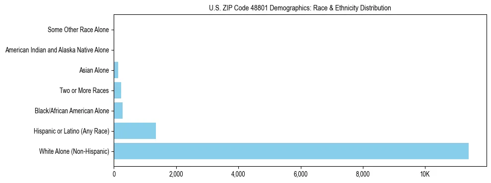 Race and Ethnicity Distribution Chart for US ZIP Code 48801