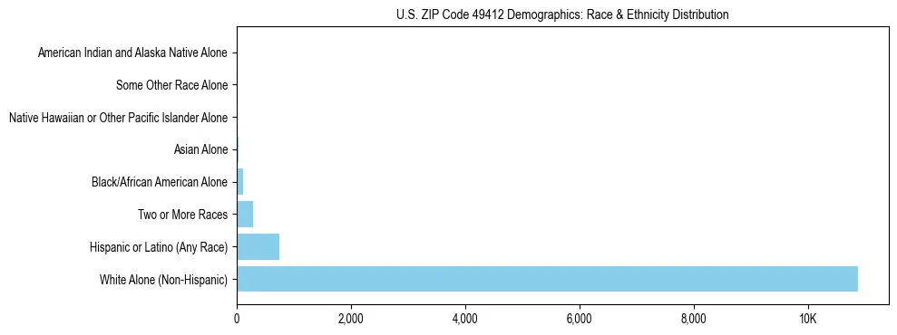 Race and Ethnicity Distribution Chart for US ZIP Code 49412