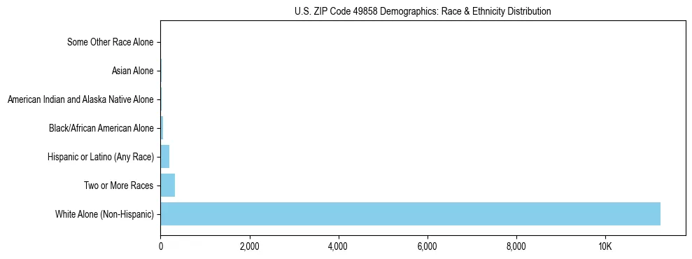 Race and Ethnicity Distribution Chart for US ZIP Code 49858