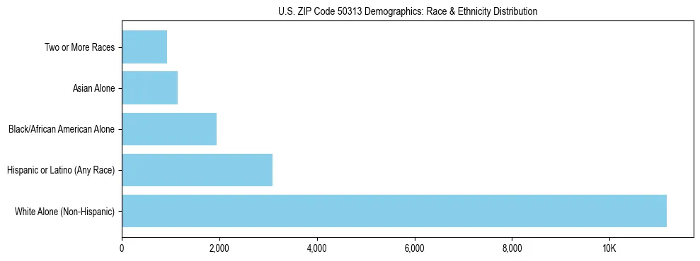 Race and Ethnicity Distribution Chart for US ZIP Code 50313