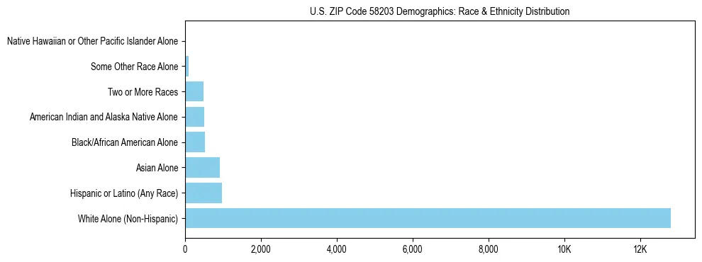 Race and Ethnicity Distribution Chart for US ZIP Code 58203