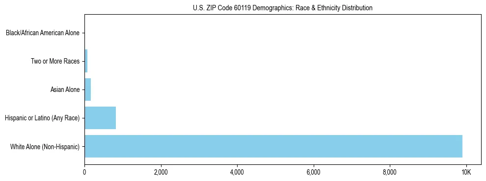 Race and Ethnicity Distribution Chart for US ZIP Code 60119