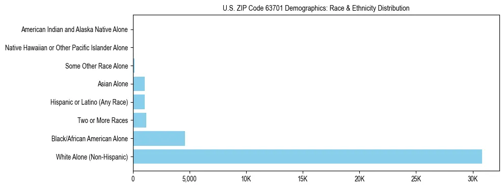 Race and Ethnicity Distribution Chart for US ZIP Code 63701