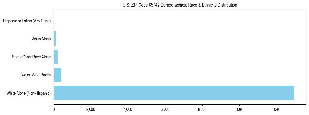 Race and Ethnicity Distribution Chart for US ZIP Code 65742