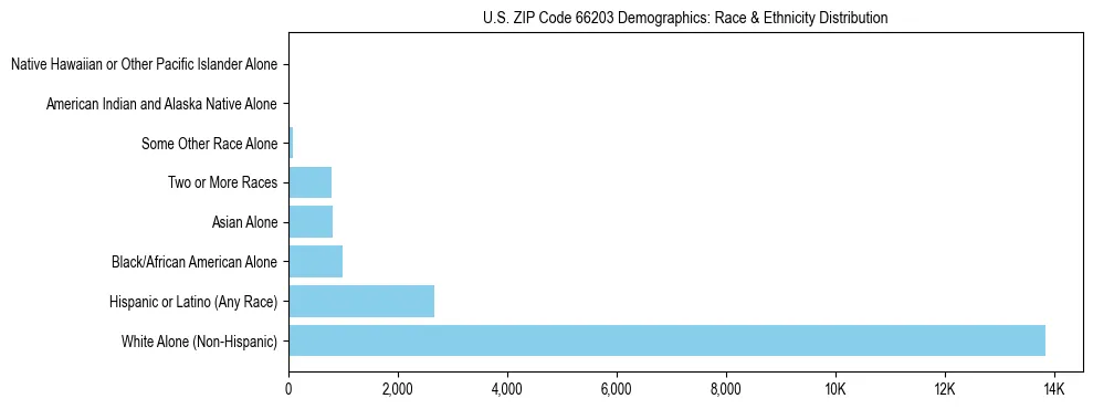 Race and Ethnicity Distribution Chart for US ZIP Code 66203