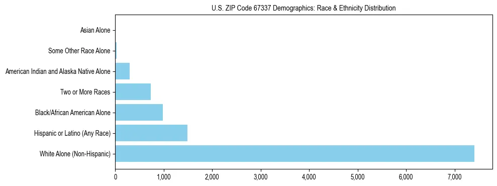 Race and Ethnicity Distribution Chart for US ZIP Code 67337