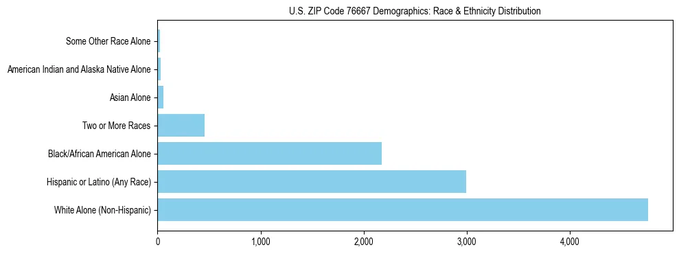 Race and Ethnicity Distribution Chart for US ZIP Code 76667