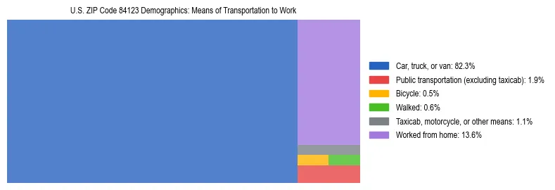 Treemap showing means of transportation to work distribution in US ZIP Code 84123.