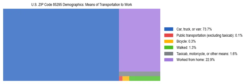 Treemap showing means of transportation to work distribution in US ZIP Code 85295.