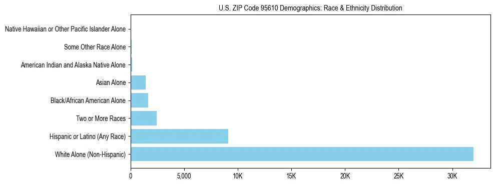 Race and Ethnicity Distribution Chart for US ZIP Code 95610