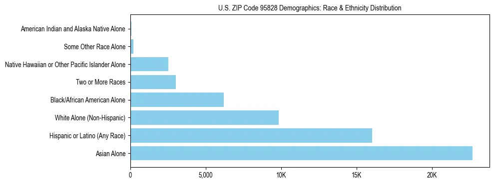 Race and Ethnicity Distribution Chart for US ZIP Code 95828