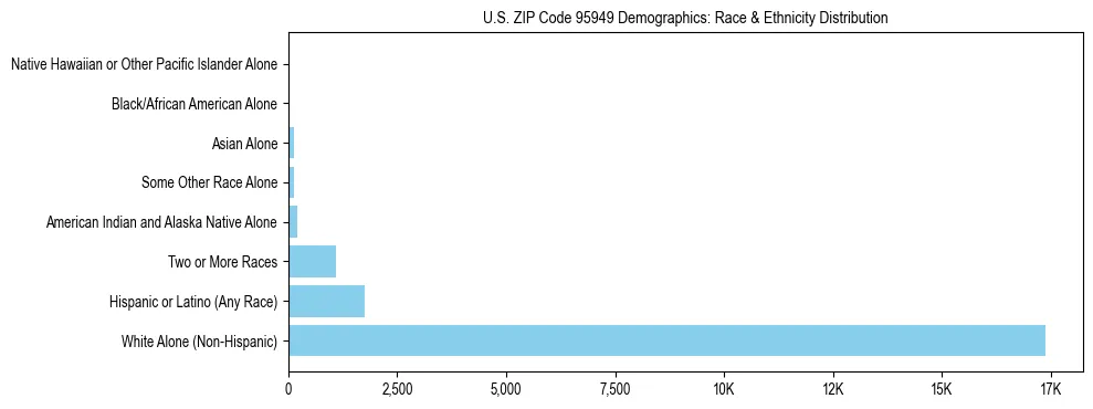 Race and Ethnicity Distribution Chart for US ZIP Code 95949