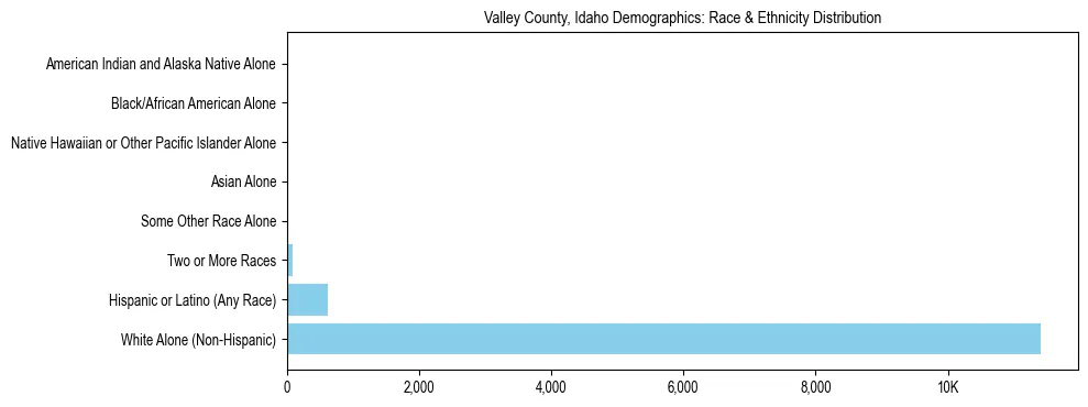 Race and Ethnicity Distribution Chart for Valley County, Idaho