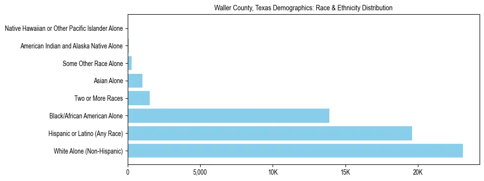 Race and Ethnicity Distribution Chart for Waller County, Texas