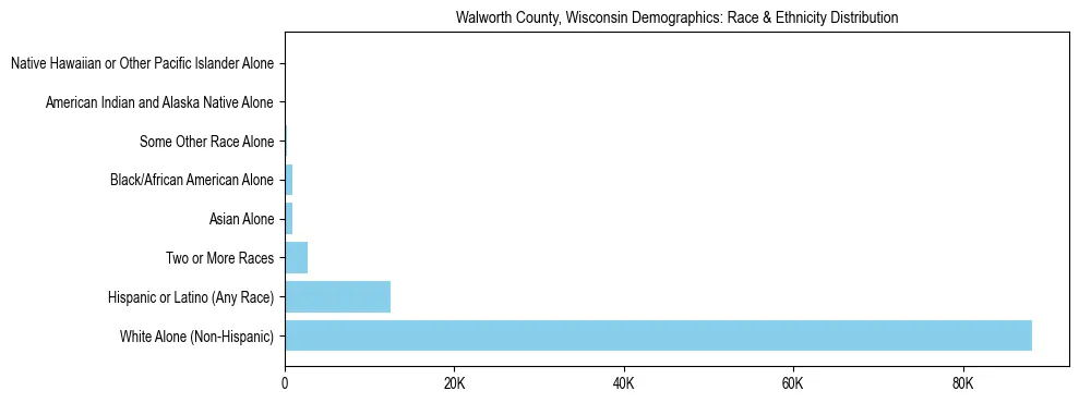 Race and Ethnicity Distribution Chart for Walworth County, Wisconsin