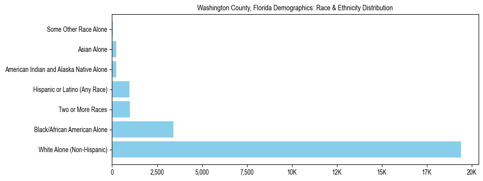Race and Ethnicity Distribution Chart for Washington County, Florida
