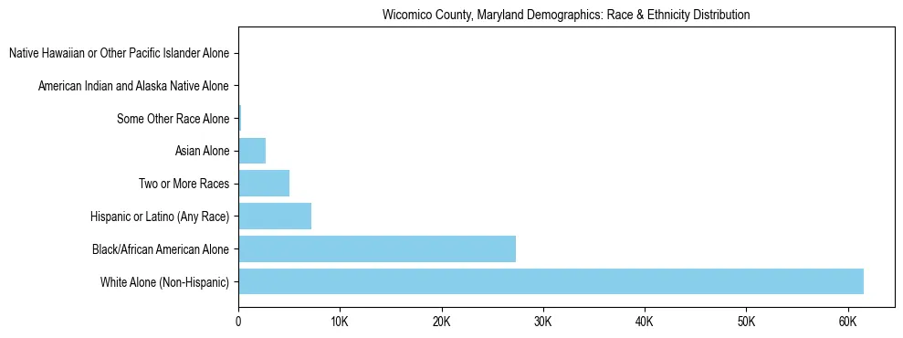 Race and Ethnicity Distribution Chart for Wicomico County, Maryland