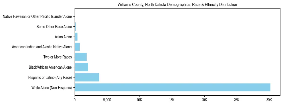 Race and Ethnicity Distribution Chart for Williams County, North Dakota