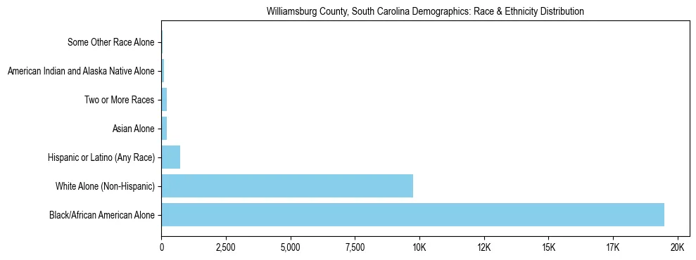 Race and Ethnicity Distribution Chart for Williamsburg County, South Carolina