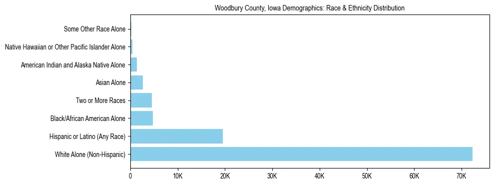 Race and Ethnicity Distribution Chart for Woodbury County, Iowa