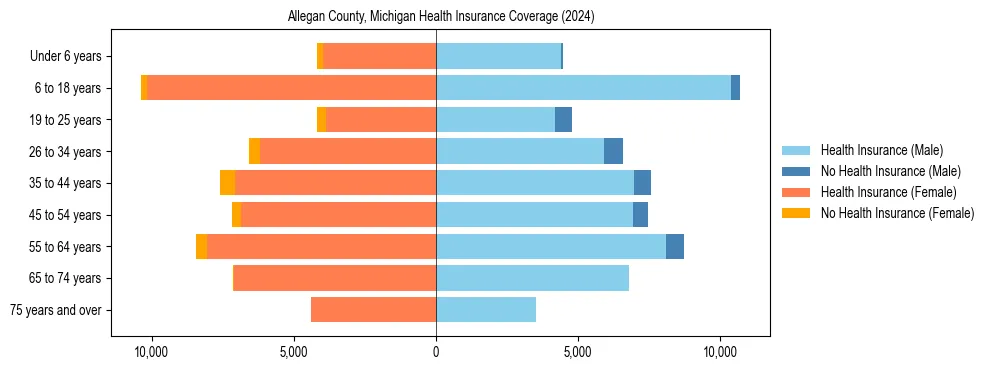 Health insurance pyramid for Allegan County, Michigan