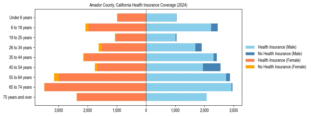 Health insurance pyramid for Amador County, California