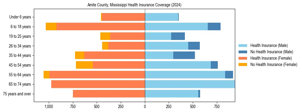 Health insurance pyramid for Amite County, Mississippi
