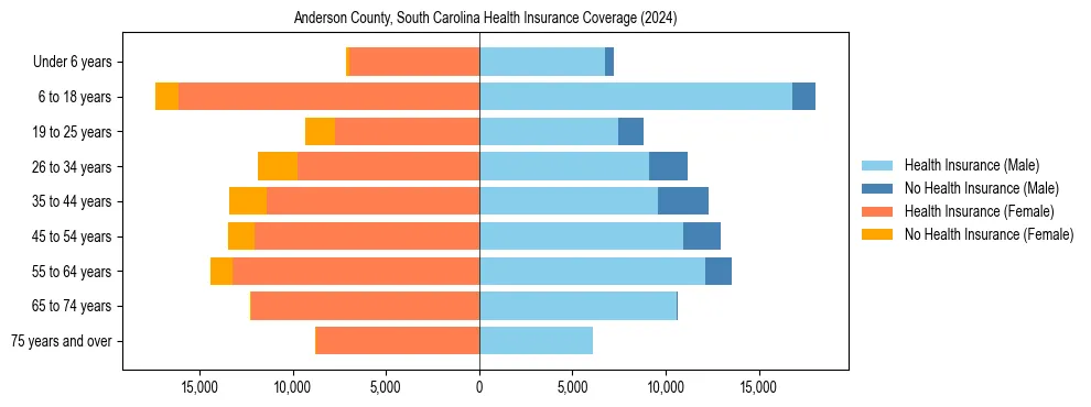 Health insurance pyramid for Anderson County, South Carolina