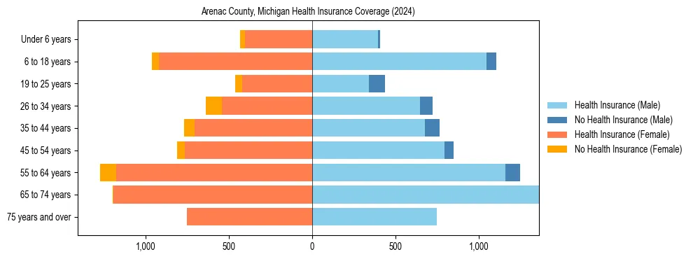 Health insurance pyramid for Arenac County, Michigan