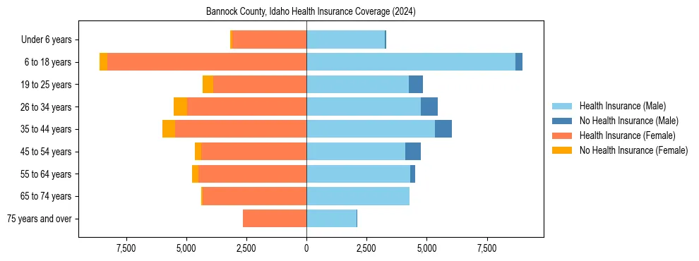 Health insurance pyramid for Bannock County, Idaho
