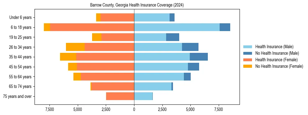 Health insurance pyramid for Barrow County, Georgia