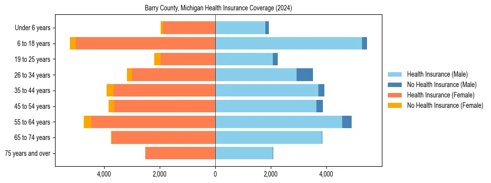 Health insurance pyramid for Barry County, Michigan