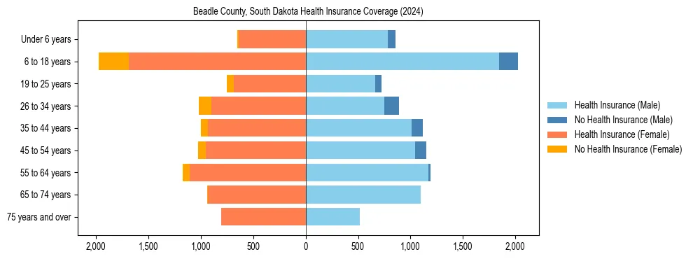 Health insurance pyramid for Beadle County, South Dakota