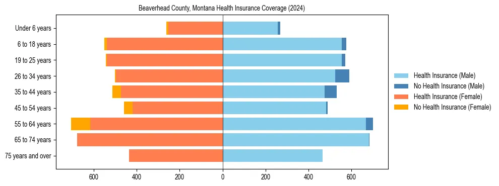 Health insurance pyramid for Beaverhead County, Montana
