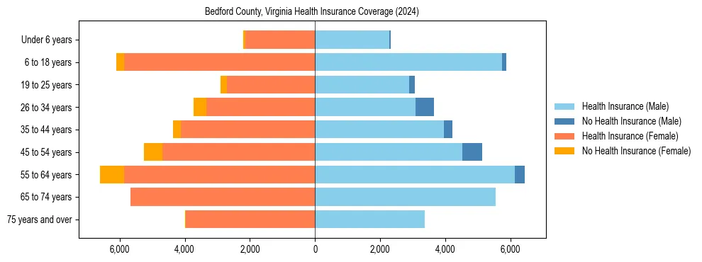 Health insurance pyramid for Bedford County, Virginia
