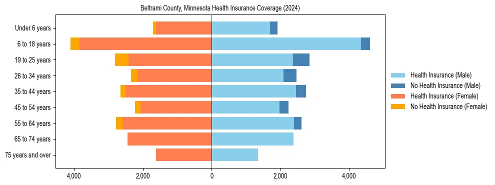 Health insurance pyramid for Beltrami County, Minnesota