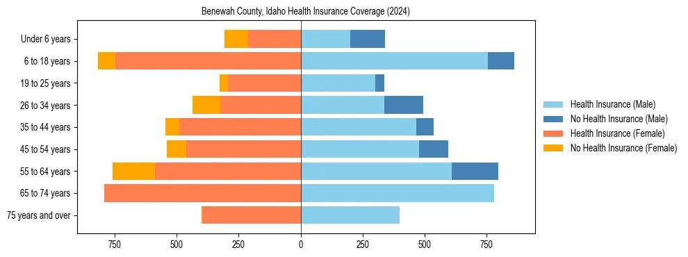 Health insurance pyramid for Benewah County, Idaho
