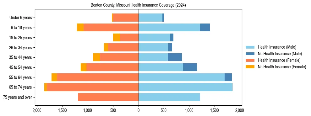 Health insurance pyramid for Benton County, Missouri