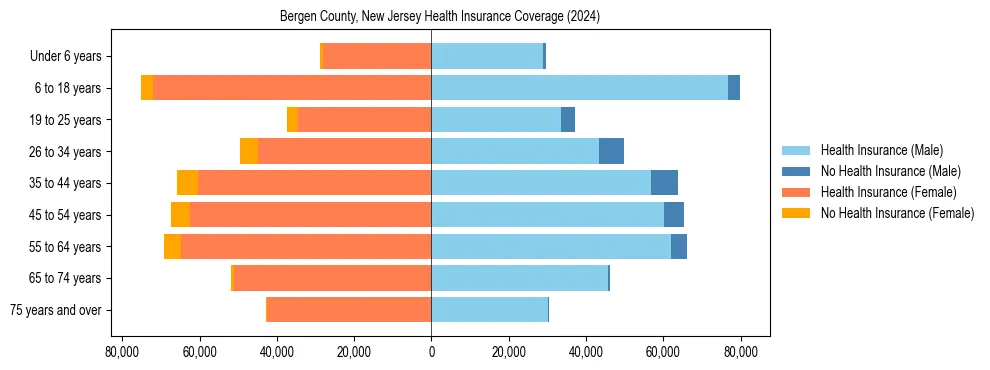 Health insurance pyramid for Bergen County, New Jersey