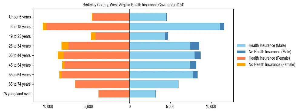 Health insurance pyramid for Berkeley County, West Virginia