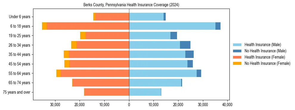 Health insurance pyramid for Berks County, Pennsylvania