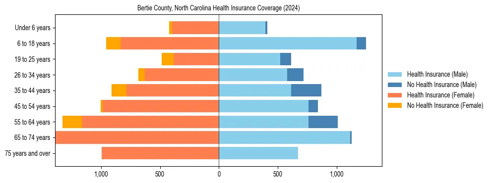 Health insurance pyramid for Bertie County, North Carolina
