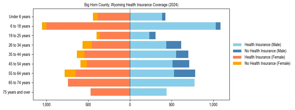 Health insurance pyramid for Big Horn County, Wyoming