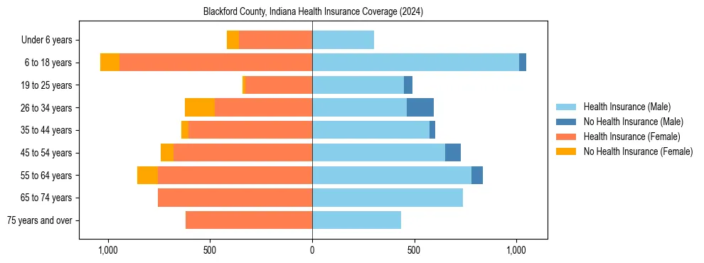 Health insurance pyramid for Blackford County, Indiana