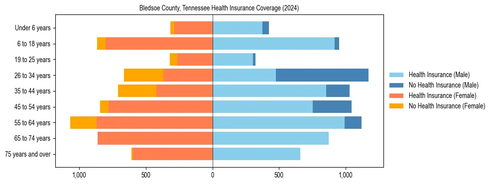 Health insurance pyramid for Bledsoe County, Tennessee