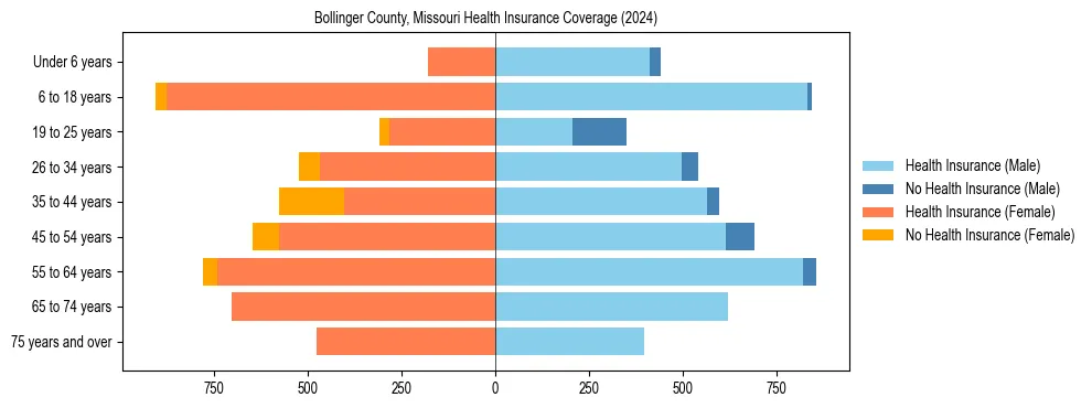 Health insurance pyramid for Bollinger County, Missouri